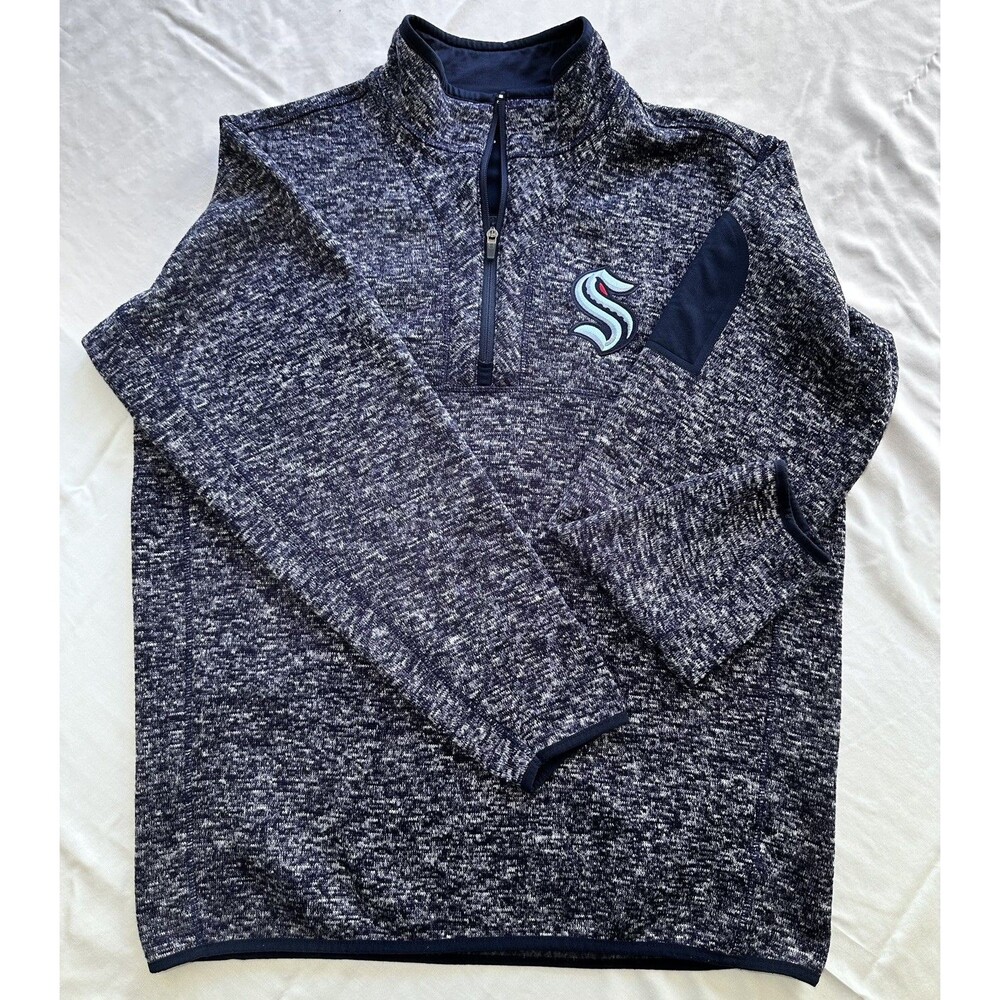 Antigua Seattle Kraken Fleece Pullover 1/4 Zip Men’s XL Blue Long Sleeve NHL